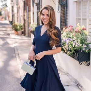Gal Meets Glam Edith Crepe Fit and Flare Midi Dress